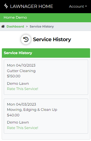 See Service History with Lawnager Home