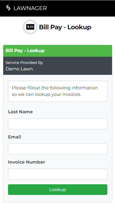 Lawnager Bill Pay Look Up