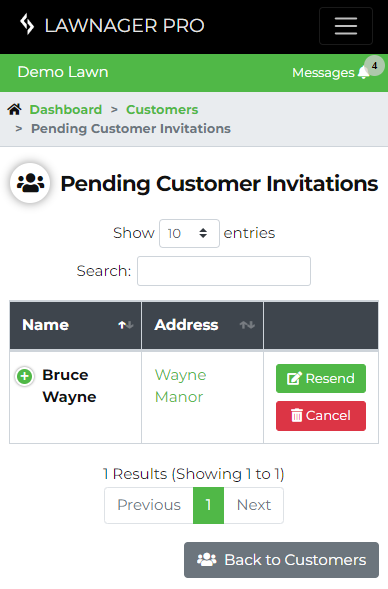 Resending invitations on Lawnager Pro