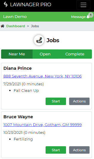 See open, upcoming and complete jobs by distance