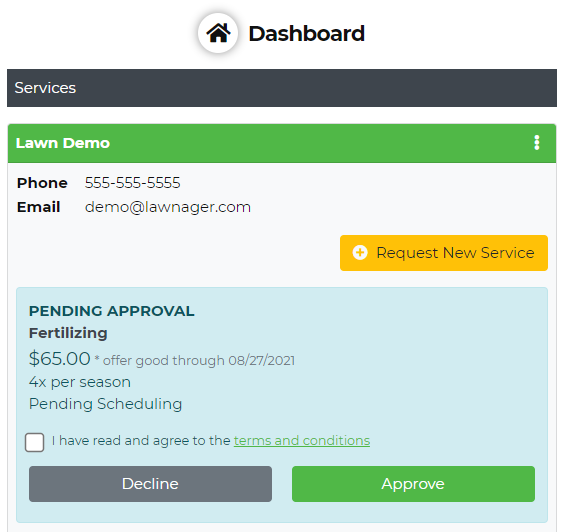 Customer Approvals using Lawnager Home